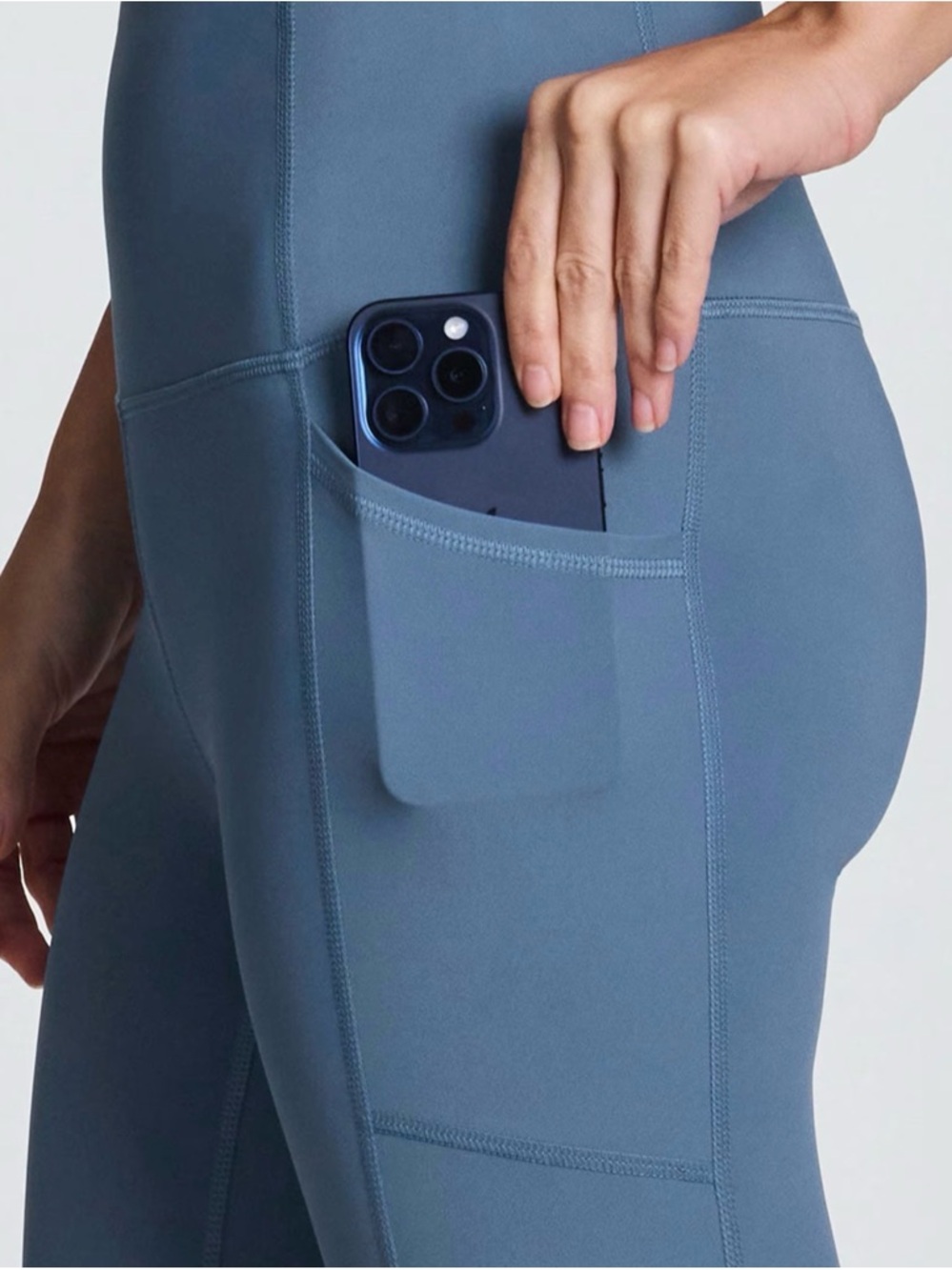 High-Rise Blue Capri Active Leggings - Picture 2 of 8